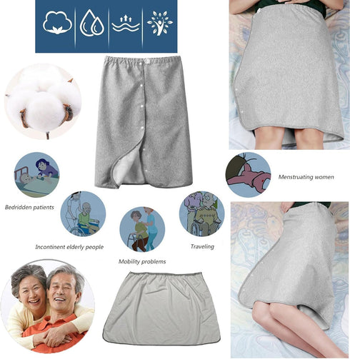 Yodilala Unisex Full Open Adult Diaper Skirt, Waterproof, Adjustable, Reusable Incontinence for Adults, Elderly