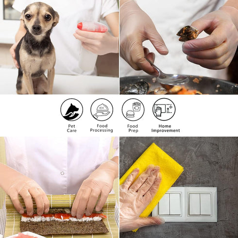 Safe Health Vinyl Disposable Gloves, Food Grade, Latex Free, Powder Free, Clear, 3 Mil for Housework and Cleaning
