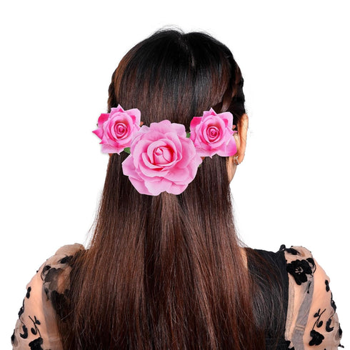 Rose Hair Clip Flower Hairpin, 4 Pcs Fabric Rose Brooch Floral Clips for Women Girls Wedding Party Mother's Day (2