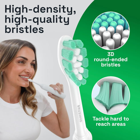 Brushmo Plaque Control Replacement Toothbrush Heads, 8 Standard Soft Dupont Bristles, Compatible with Philips