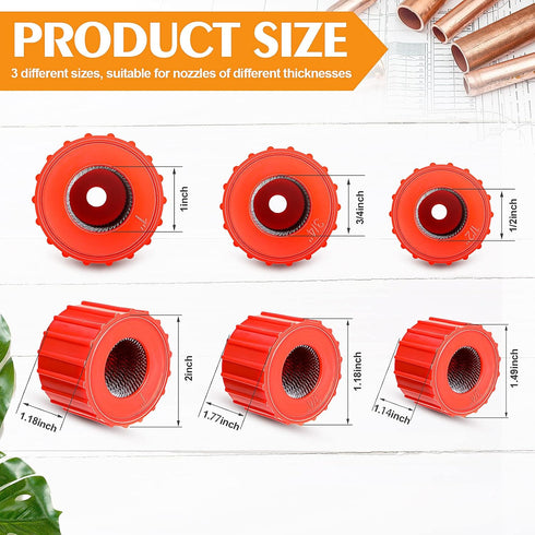 6 Pieces Copper Pipe Cleaners Include 12 Inch, 34 Inch, 1 Inch Handy Sized Plumber, Tube Cleaning Brush for Copper, Red Different Size Copper Pipe Cleaner (3 Size)
