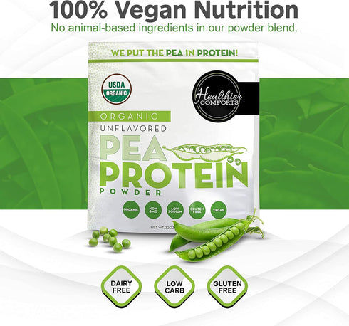 Pea Vegan Protein Powder, 100% Plant Based, Kosher, Gluten Free, Unflavored, 32oz