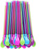 Set of 40 Hard Plastic Spoon Straws 9 Inch Detachable Kitchen Utensil for Coffee (4 Colors)