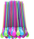 Set of 40 Hard Plastic Spoon Straws 9 Inch Detachable Kitchen Utensil for Coffee (4 Colors)
