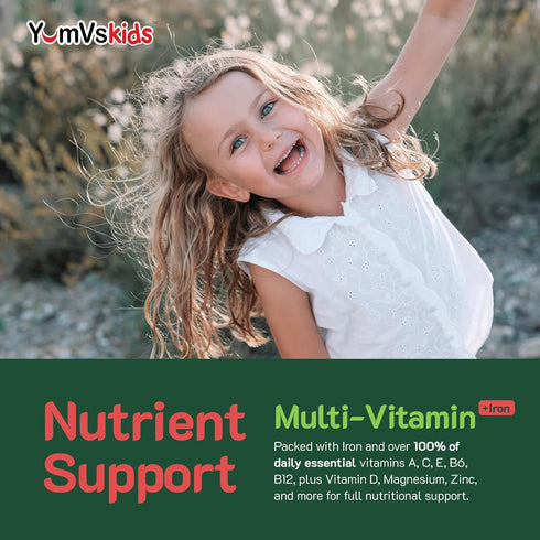 YumVs Complete Kids Multivitamin with Iron - Kids Chewable Multivitamin, 120 Tablets, Toddler Vitamins for 2 Year Old+,