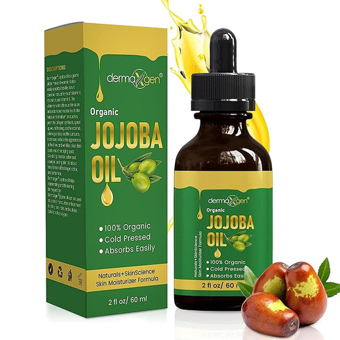 Jojoba Oil - 100% Organic & Cold Pressed, Anti-Aging Moisturizing Treatment for Face, Hair, Skin & Nails (2 FL OZ)