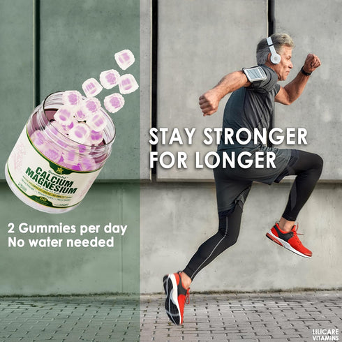 Plant Based Calcium Supplement 600mg with Vitamin D3 K2, Zinc, Magnesium 2:1 Ratio, 60 Vegan Gummies