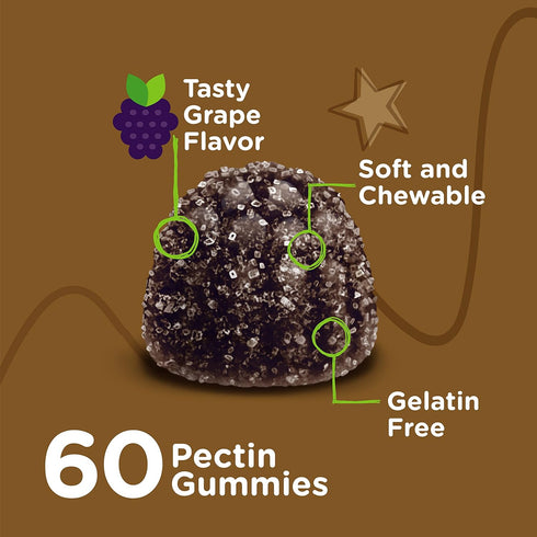 Iron Gummies for Kids with Vitamin C - Vegan, Gluten Free, Tasty Chewable Grape Flavored, Blood Builder