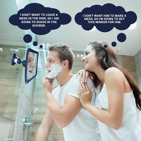 MIRRORVANA Fogless Shower Mirror for Shaving, Upgraded Suction, Anti Fog, 360° Swivel, 6.3" x 6.3" (Blue)