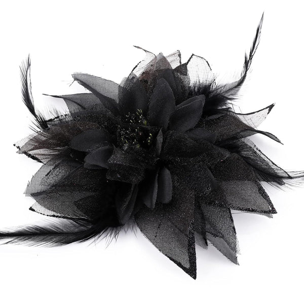 Sibba Flower Hair Clips, Black Pin Barrettes Rose Hair Dress Accessories for Women Girls Travel Wedding Prom