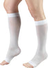 Sheer Compression Stockings, 15-20 mmHg, Women's Knee High Length, Open Toe, Large, White by Truform