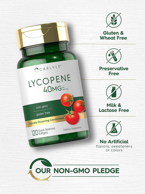 Carlyle Lycopene 40mg - 120 Softgels, Naturally-Occurring Carotenoid, Non-GMO & Gluten Free Supplement