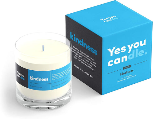 Kindness Inspirational 8oz Highly-Scented Soy Candle, Made in USA with Pure Essential Oils, Bergamot & Eucalyptus