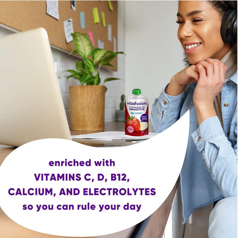 Immune B12, 3.5oz, 6 Count vitafusion Vitamin-Boosted Smoothie +Protein for Energy Metabolism and Support, Strawberry