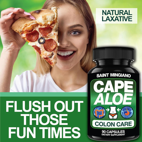Cape Aloe Colon Cleanse, Detox & Flush - 90 Capsules. Gentle Constipation Relief and Bowel Movement Acting as Natural Herbal Laxative - Supports Bowel Movements for Digestive Health