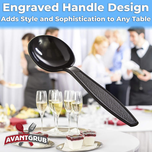 Extra Sturdy Pro-Grade Plastic Soup Spoons 50 CT, Heavy Duty Recyclable Utensils for Soups, Stews, Chili, Gumbo