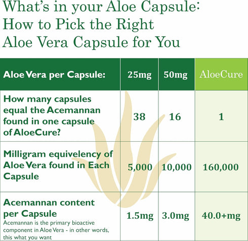 AloeCure Organic Aloe Vera Capsules, 130,000mg Inner Aloe Leaf Equivalent, 30 Capsules for Gut Health