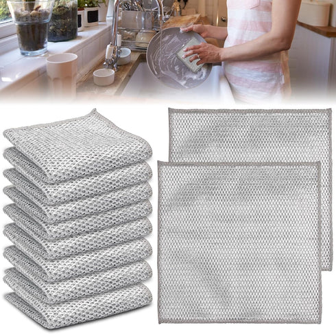 10 Pack Wire Dishwashing Rag for Wet and Dry, Non-Scratch Multipurpose Cleaning Pads, Miracle Cleaning Cloths for