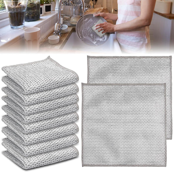 10 Pack Wire Dishwashing Rag for Wet and Dry, Non-Scratch Multipurpose Cleaning Pads, Miracle Cleaning Cloths for