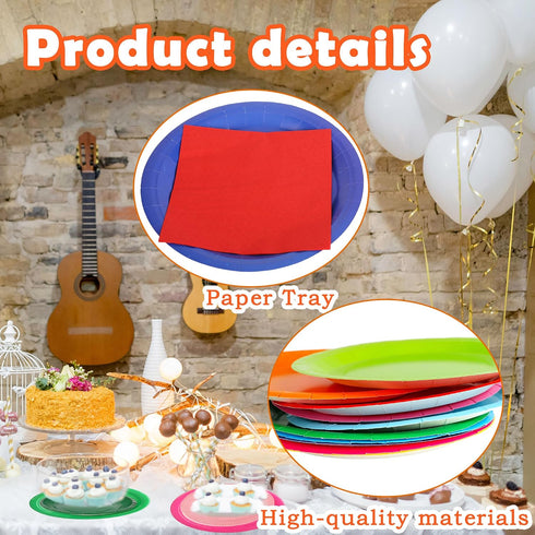 Medanera 400 Set 7 Inch 9 Inch 10 Pcs Colorful Paper Plates Tableware Includes and Rainbow Disposable Paper Plate