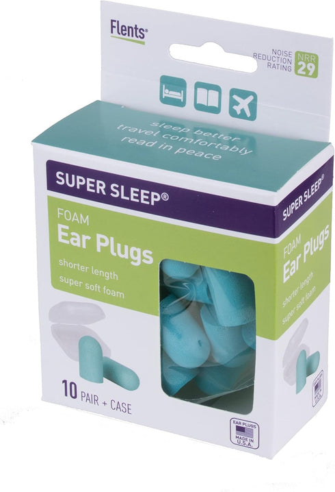 Flents Super Sleep Comfort Foam Ear Plugs, 10 Pair, NRR 29, Made in The USA