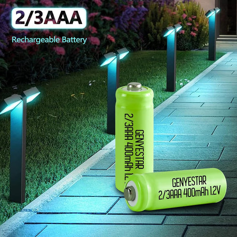 Ni-MH Rechargeable 2/3AAA 1.2v 400mAh Batteries, Rechargeable 2/3 AAA Battery with Button Top for Mason Jar Light (Not Standard AAA Batteries), 12 Pack