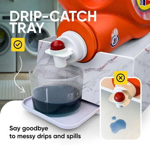 Skywin TidyFriend No-Spill Liquid Laundry Detergent Dispenser Holder, Laundry Soap Dispenser Holder with Drip Tray