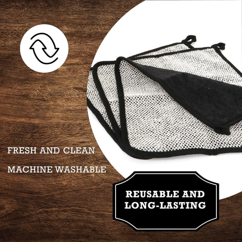 Terry Wash Cloths for Face and Body, Dual-Sided Cleansing and Exfoliating Washcloths, Black, 3 Count