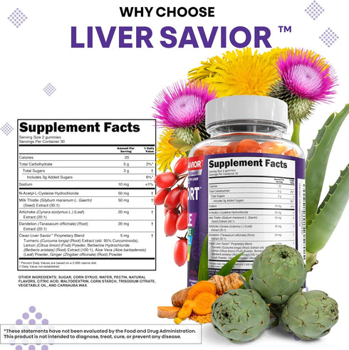 Gummies Gummy Clean Nutra Liver Cleanse Detox & Repair | Milk Thistle Liver Support Vitamins | Dandelion, Artichoke