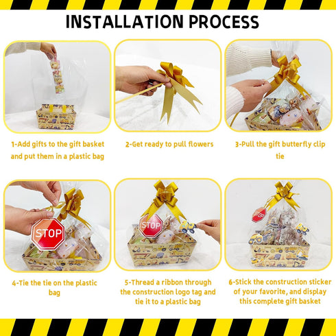 Jengaer 10 Pack Construction Birthday Party Supplies Basket for Gifts Empty,Construction Theme Sturdy Diy Bulk Gift