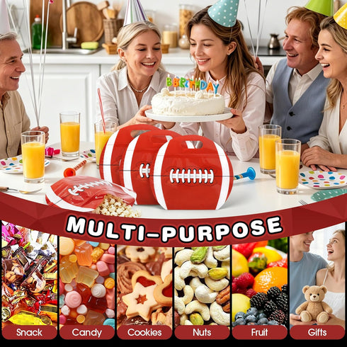 Nuanxinrouju 25pcs Football Snack Bags with Handles Reusable Ziplock Stand-Up Plastic,Party Favors Goodie Treat Bags