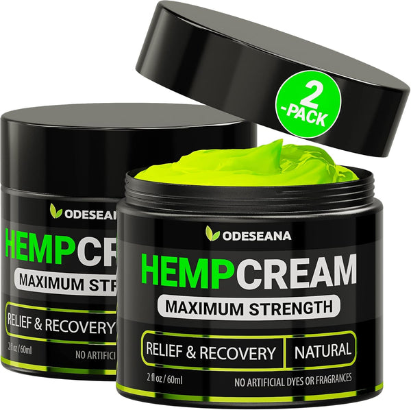 (2 Pack) Hemp Cream for Joint, Back, Knees, Neck, Elbows - High Strength Hemp Oil Extract Made in The USA