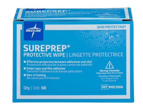 Medline SurePrep Skin Protective Barrier Wipe, Pack of 50, Premium Quality Medical Supplies