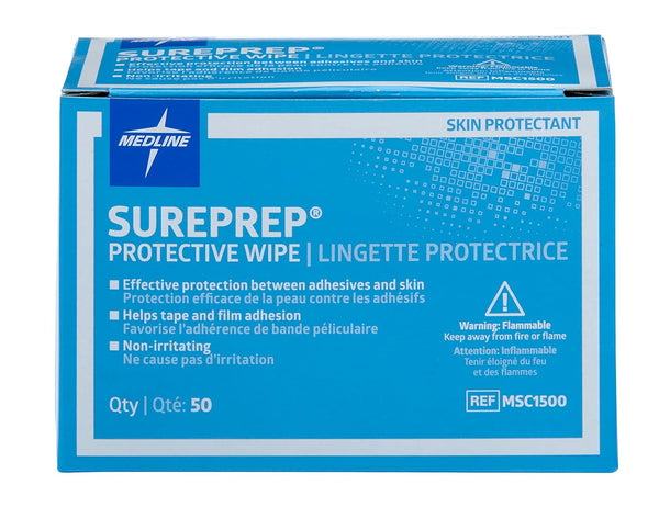 Medline SurePrep Skin Protective Barrier Wipe, Pack of 50, Premium Quality Medical Supplies