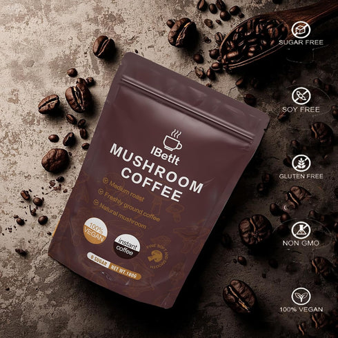 IBetIt 6 Immunity,30 Organic Mushroom Coffee with Adaptogenic Mushrooms(Cordyceps, Reish, King Trumpet, Shitake, Turkey