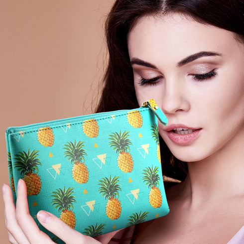 Weewooday 4 Pieces Cosmetic Makeup Bag, Tropical Summer Portable Pouch with Zipper for Women