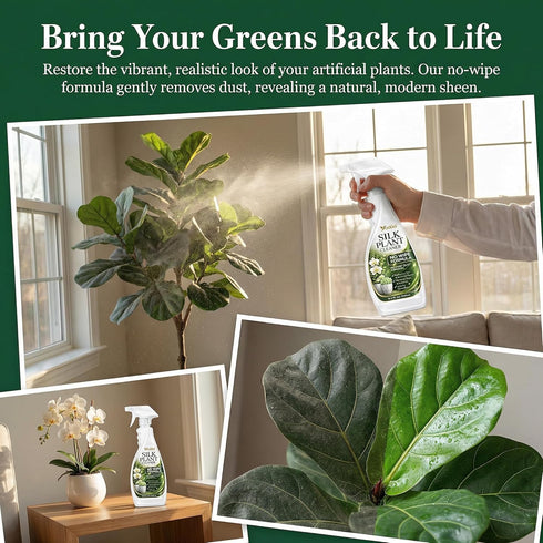 Silk Plant Cleaner Spray No Wipe, Artificial Plant Cleaner Cleaner, Removes Dust & Restores Fresh Natural Look, Easy