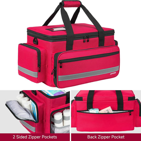Jaffzora Medical Bag, Medical Equipment Case Empty, Large Home Health Nurse Bag with Shoulder Strap, Medication First