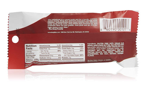 Berg Oat N' Energy Bar | Plant Based Protein Bar | Low Sugar, Healthy Snack Bar | Non-GMO, Gluten Free, Vegan | 2.5oz,
