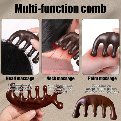Huakaile 2 Pcs Wooden Scalp Massage comb, Natural Gua Sha Hair Comb Brush, Wide Tooth Wood Scalp Massager Comb for Hair