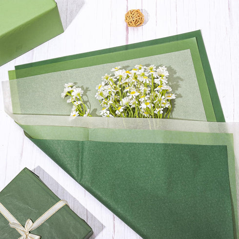 Whaline 90 Sheet Sage Gradient Green and Ivory Tissue Paper Set for Wedding Birthday Bouquet, 13.7 x 19.6 Inch