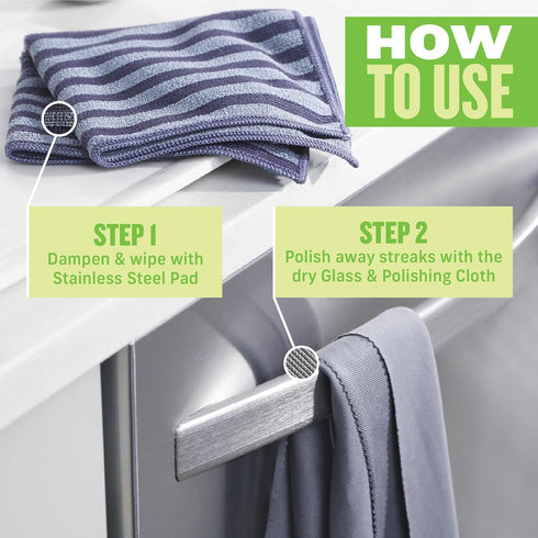 E-Cloth Stainless Steel Cleaning Kit for Home Appliances, Washable and Reusable, 100 Wash Promise