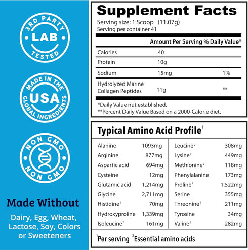Dr. Matthew Marine Collagen Peptides Powder, Hydrolyzed Wild Caught Fish Protein, Hair & Beauty Supplements