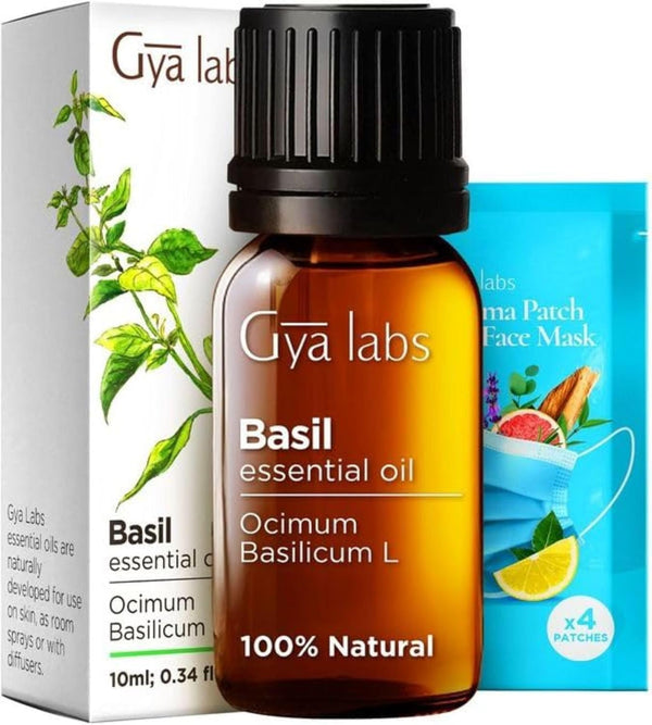 Gya Labs Basil Essential Oil for Diffusers - 0.34 Fl Oz 100% Pure Natural Oil for Skin & Candles
