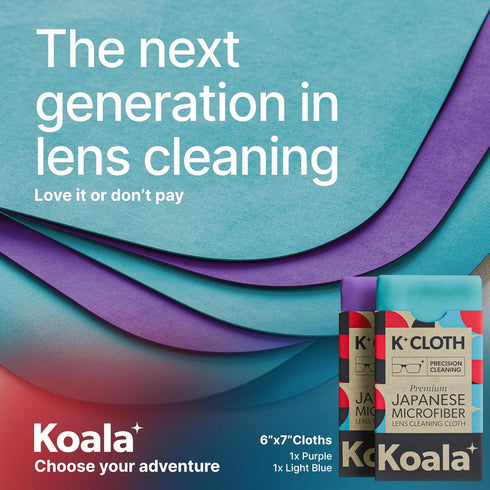Headset, (Pack 2) Koala Lens Cleaning Cloth | Japanese Microfiber | Glasses Cleaning Cloths | Eyeglass Lens Cleaner |