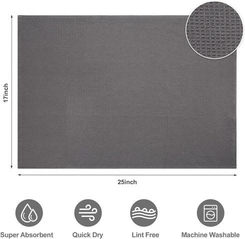 PY HOME & SPORTS 8 Pack Cotton Waffle Weave Kitchen Towels, 17 x 25, Super Absorbent Dark Grey Dish Cloths
