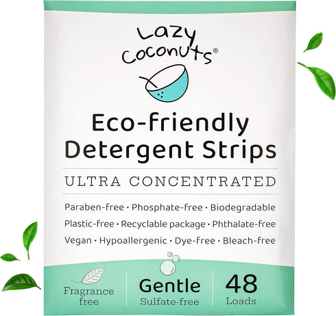 Laundry Detergent Sheets - Gentle, Sulfate-Free, Eco Friendly, Hypoallergenic, Unscented, For Sensitive Skin