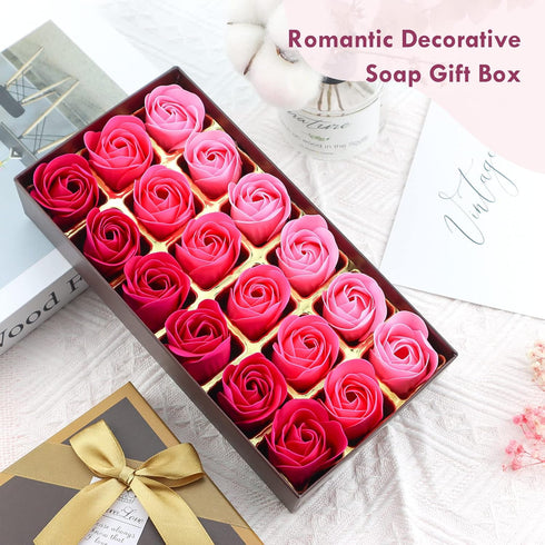 JIALEEY Floral Scented Bath Soap Rose Flower Petals, Plant Essential Oil Rose Soap Set, 18 PCS Pink