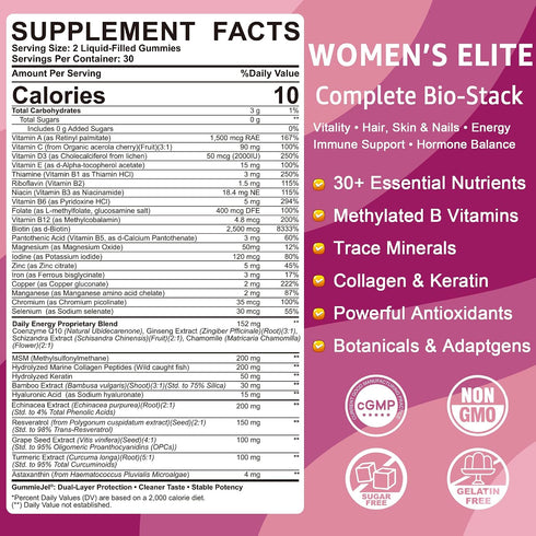 Gummy, Immune, 60 Womens Multivitamin Methylated Multivitamin for Women, Biotin, Methylfolate, Iron, Collagen, Vitamins
