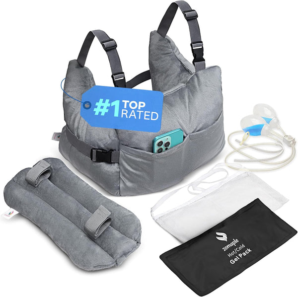 Zomaple Mastectomy Recovery Pillow with Strap, Gel Pack, Seat Belt Cover &